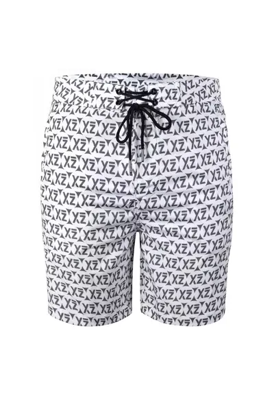 Pantaloni scurti de baie cu buzunare cu fermoar si model Dazzers 28989 - Alb