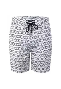 Pantaloni scurti de baie cu buzunare cu fermoar si model Dazzers 28989 - Alb