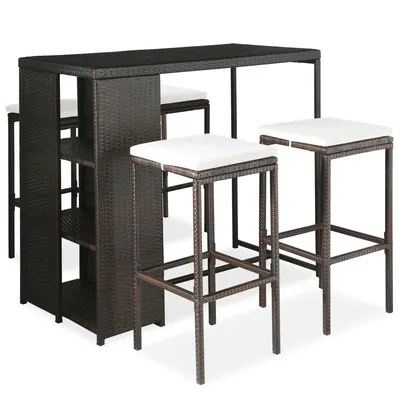 Gossi set mobilier bar de gradina cu perne, 5 piese, maro, poliratan