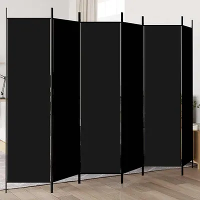 vidaXL Paravan de cameră cu 6 panouri, negru, 300x200 cm, textil