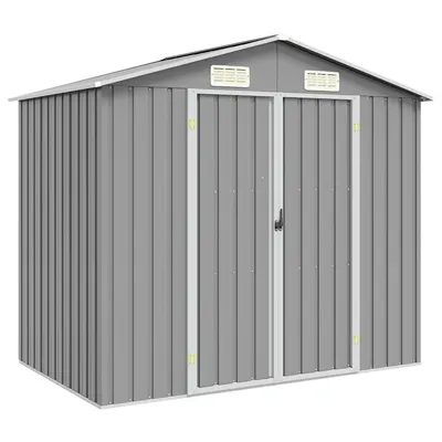 vidaXL Șopron de grădină, gri, 205 x 129 x 183, oțel galvanizat