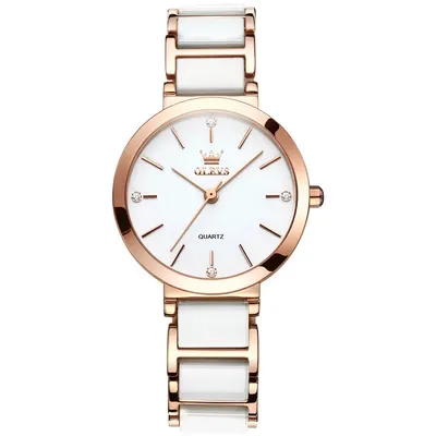 Ceas de dama Olevs Mecanism Quartz Japonia Casual Fashion Elegant Alb