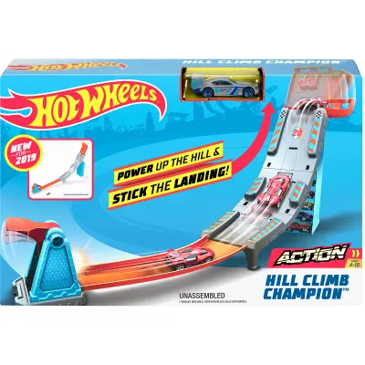 Set de joaca Circuit cu obstacole Hot Wheels, Hill Climb Champion GBF83
