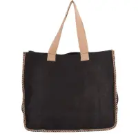 Sacosă textil cu cusături contrastante - negru - Default Title