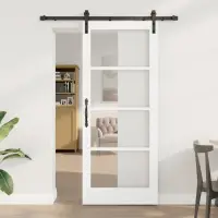 vidaXL Ușă glisantă ORKDAL Alb 83 x 202 cm Lemn masiv de pin și sticlă