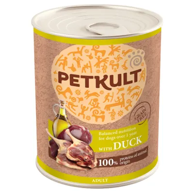 Hrana umeda pentru caini Petkult Adult cu rata 800 g