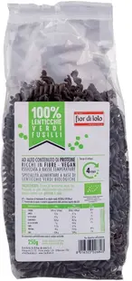 Fusilli bio din linte verde, 250 g, Fior di Loto
