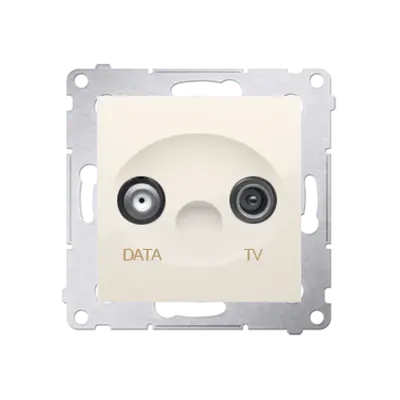 Priza TV-DATA, doua iesiri de tip F, frecventa de intrare 5-500MHz, crem