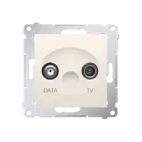 Priza TV-DATA, doua iesiri de tip F, frecventa de intrare 5-500MHz, crem