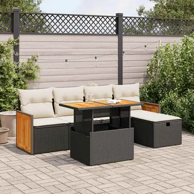 Gossi set mobilier de gradina cu perne, 6 piese, negru, poliratan