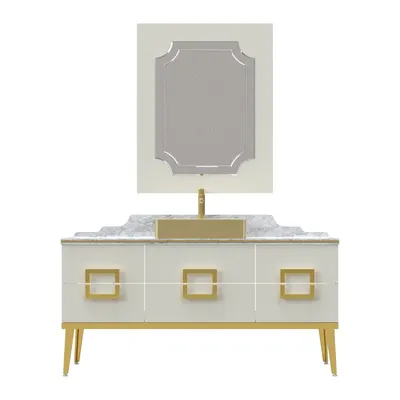 Set mobilier baie Pierre Cardin Mercury 3 piese alb-auriu 150 cm