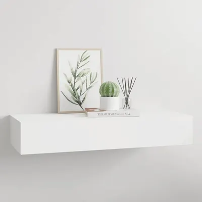 vidaXL Raft de perete cu sertar, alb, 60x23,5x10 cm, MDF