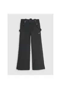 Pantaloni sport copii - schi - negri - softshell cu bretele - poliester - pentru fete