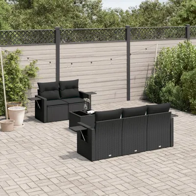 Gossi set mobilier de gradina cu perne, 6 piese, negru, poliratan