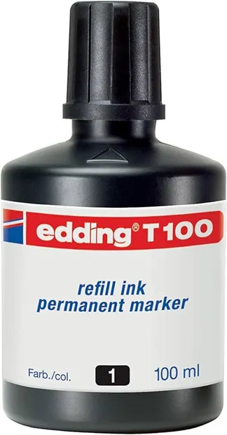 Cerneală permanentă pentru marker Edding T100 - Negru, 100 ml