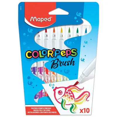 Carioci, 10 culori/set, varf tip pensula, Color'Peps Brush, Maped