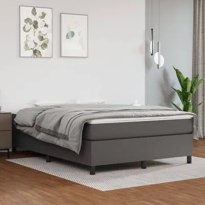 vidaXL Cadru de pat cu arcuri, gri, 140x200 cm, piele ecologică