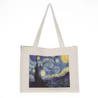 Geanta de umar din material textil cu imprimeu inspirat din pictura Noapte Instelata a lui Van Gogh