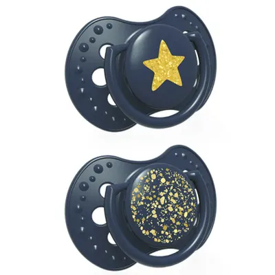 Suzete din silicon Lovi - Stardust, 18м+, 2 bucati, Albastru