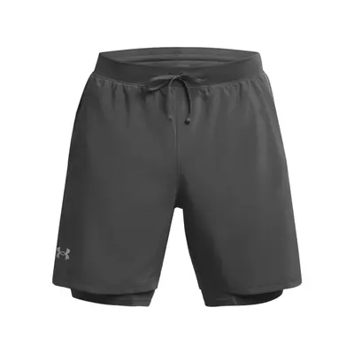 Pantaloni scurți pentru bărbați Under Armour Launch 7 inchi 2 în 1, gri