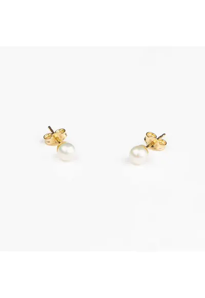 Cercei buton aur 585 - perle naturale 4 mm