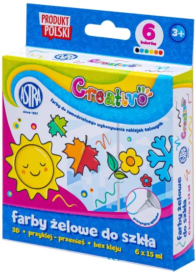 Set de vopsele gel pentru sticlă Astra Creativo - 6 x 15 ml