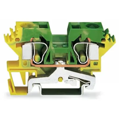 2-conductor ground terminal block; 10 mm²; lateral marker slots; for DIN-rail 35 x 15 and 35 x 7.5; CAGE CLAMP®; 10,00 mm²; green-yellow
