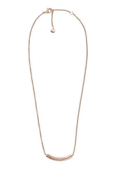 Colier de otel inoxidabil cu cristale - Auriu rose
