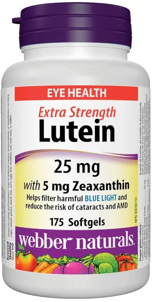 Lutein, 25 mg + Zeaxanthin, 5 mg, 175 capsule gelatinoase moi, Webber Naturals