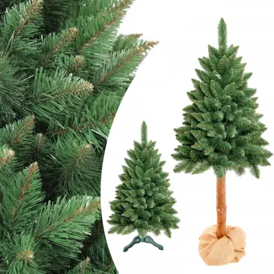 Brad Artificial 220 cm Diamond Pin, baza 98 cm, 9 niveluri, 60 ramuri – design inedit cu trunchi lemn