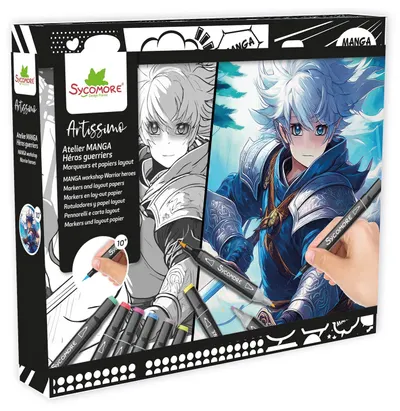 Set creativ Sycomore - Desenez manga, războinici cu markere