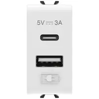 Sursa de alimentare usb tip A+C 3A 1 modul Gewiss Chorus GW10449, alb