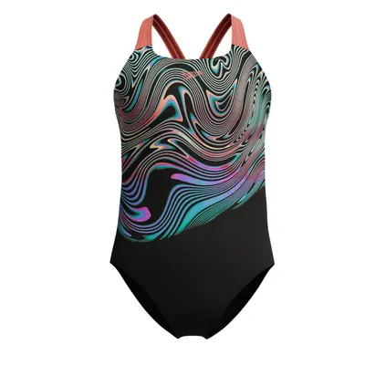 Speedo Meisjes Badpak Eco Endurance+ Print Placement Powerback Zwart/Rood