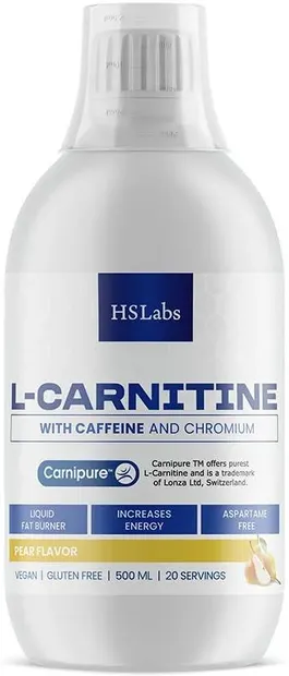 L-Carnitine with Caffeine and Chromium, pară, 500 ml, HS Labs
