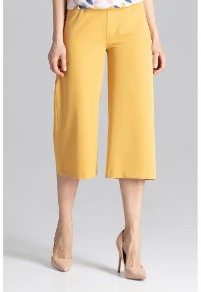 Pantaloni dama M655 - talie inalta - poliester - viscoza - galben
