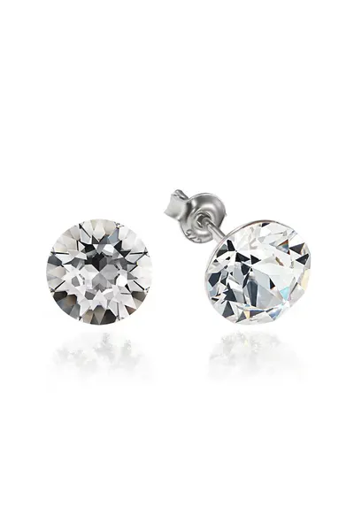 Cercei Argint 925 placat cu rodiu cu cristale Swarovski® Xirius 8mm - Alb