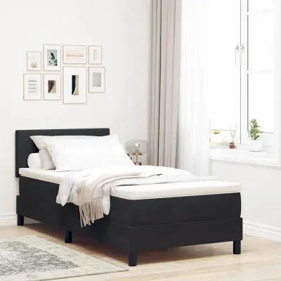 vidaXL Pat cu arcuri cu headboard Negru 80 x 200 cm Catifea