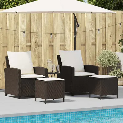 Gossi set canapele de gradina, 4 piese, cu perne, maro poliratan maro