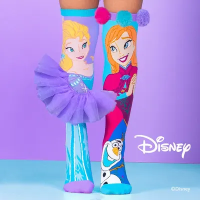 Șosete lungi colorate Madmia pentru fete fantasy Elsa & Anna 3-5 ani