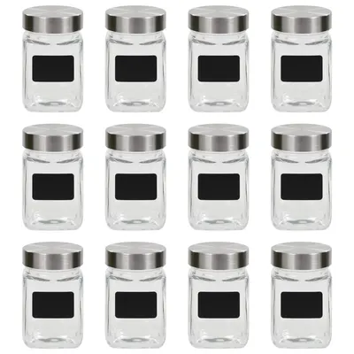 vidaXL Borcane de depozitare cu etichetă, 12 buc., 300 ml