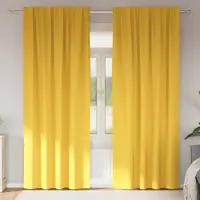 vidaXL Perdele Opaque cu Inel 2 buc. Galben muștar 225 x 140 cm