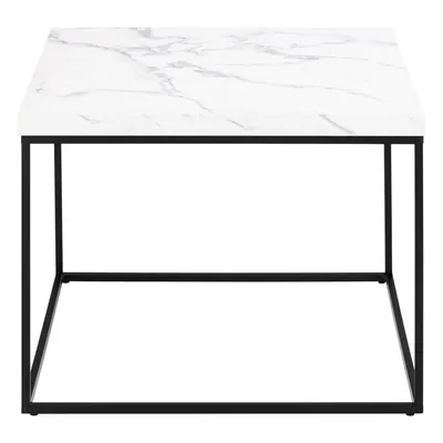 Măsuță de cafea albă cu blat cu aspect de marmură 60x60 cm Barossa – Actona