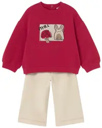 Set de 2 piese Mayoral - Bluza cu iepuraș și pantaloni, roșii, 18 luni