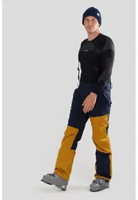 Pantaloni cu bretele pentru ski Teak - Bleumarin/Galben inchis