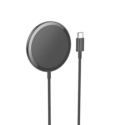 Incarcator wireless, Hoco CW52, MagSafe, Compatibil Apple, Cablu 1m cu Mufa type-C, Negru Engros