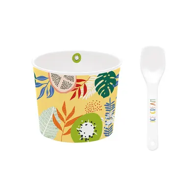 Set porțelan bol cu linguriță IceCream kiwi