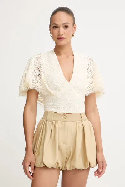 Twinset bluză cu volane pentru femei, din dantelă