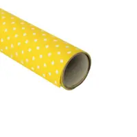 Hârtie pentru ambalat cadouri, colecția Graphic, culoare galben cu bulinuțe albe, 200x70 cm