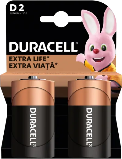 Baterii alcaline Duracell - Basic, D, 2 buc.