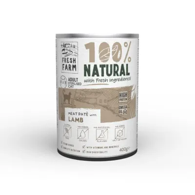 FRESH FARM Smooth Sterilised, Miel, conservă hrană umedă pisici sterilizate, (pate), 400g